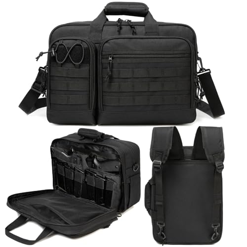 INSSTUID Tactical Gun Range Bag for Handguns and Ammo Pistol Case Shooting Range Backpack Carrying Duffle Bags Magazine Ammo Gear Accessories Molle Pouch for Hunting Shooting Sport Outdoor (Black) by INSSTUID - Used condition - US$29.53