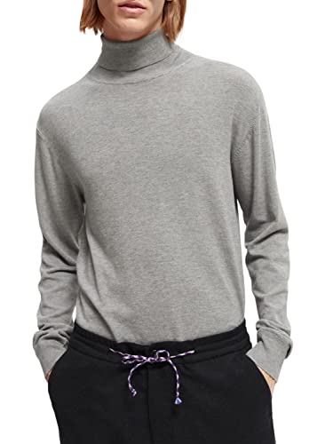 Scotch & Soda Ecovero Viscose-Blend Turtleneck Pullover Grey Melange LG