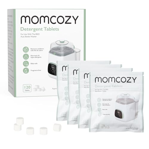 Momcozy Bloque de lavado oficial para botellas de Momcozy, sin perfume, seguro para bebés, 120 pastillas