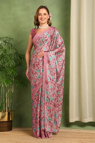 Image of MIRCHI FASHION Women Saree Floral Printed Chiffon | Breathable Lightweight Summer Sari for Office and Daily Use with Unstitched Blouse (Available in 20 Styles)