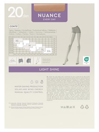 Image of Conte Control Top Tension Sheer Pantyhose Tights with Silky Matte Effect Nuance 20 Den
