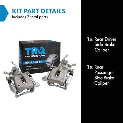 Image of TRQ Rear Driver and Passenger Side Brake Caliper Set Caliper Brackets Hardware Compatible with 07-09 Volkswagen Jetta with 260mm Diameter Rear Rotors 09 Audi A3 260mm Diameter Rotors