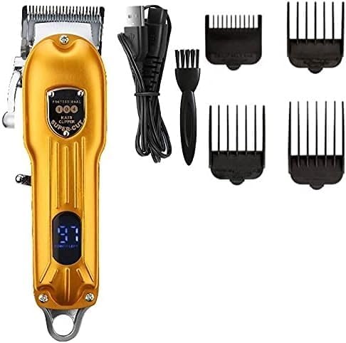 Hair Clipper, Professional Barbershop LED Adjustable Hair Clippe Cordless Hair Trimmer Hair Cutting Machine Electric Salon Taper Lever(Green)