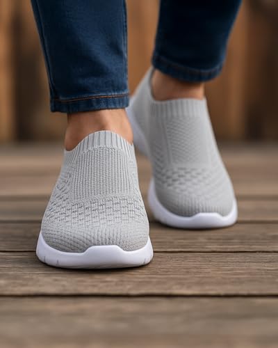Image of Kraasa Tread Walking Shoes for Men | Knitted Slip-On Sneakers