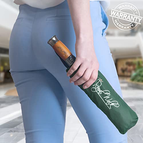 Royal Walk Windproof Folding Travel Umbrella Compact And Strong Luxurious Real Wood Handle Automatic Open Close Vented Double Canopy For Men And Women #TOP7