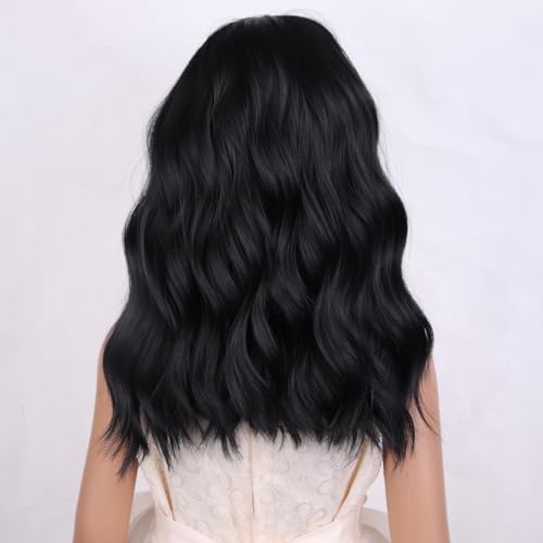 Image of PATTNIUM Black Kids Child Wig Shoulder Length Black Wavy Wigs with Bangs for Gilrs Heat Resistant Synthetic Girls Wig Daily Wear Wigs