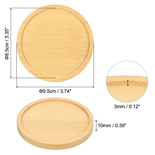 PATIKIL Plant Pot Saucer 3.7 Inch OD, 10 Pack Bamboo Round Flower Drip Tray for Home Indoor, Yellow, 9.5cm - Image 2