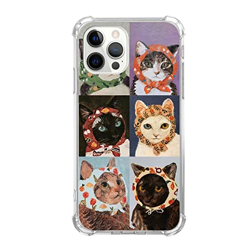 Lemifelgby Cat Painting Case Compatible with iPhone 13 Pro, Cute Cat Phone Case for iPhone 13 Pro, Cool TPU Protective Phone Case Cover