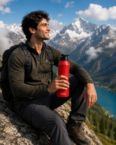 Image of YOUONE Stainless Steel 1000 ML Water Bottle (Red Charcoal)