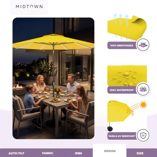 Image of Midtown Umbrellas LED Swilt - 10 Ft Solar LED Patio Umbrella, Sunflower