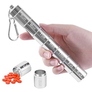 MYCreator Wekelijkse pillendoos, draagbare pillendoos, aluminiumlegering 7 dagen pilhouder waterdicht 7 compartimenten…