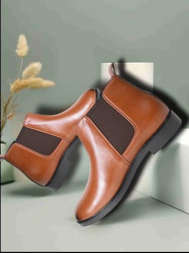 Image of Men's Chelsea Boots | Ankle Boot | Men's High Ankle Slip On Outdoor Fashion Winter Stylish Formal and Semi Casual Chelsea Boot | Slip-On Synthetic Leather