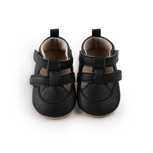 Image of HsdsBebe Baby Boys Girls Pu Leather Hard Bottom Walking Sneakers Toddler Rubber Sole First Walkers Infant Cartoon Slippers Crib Shoes