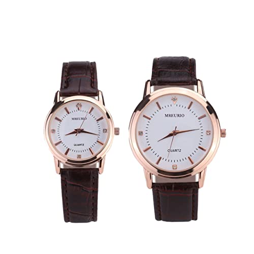 Fashion Watches for Women 2pcs Couple Gift Set Gift Set Men Gifts for Lover Valentine Watches for Women Lover Watch Watches Belt Brown Male Couple Watch