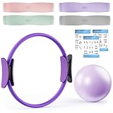 XTTANK Umfassendes Pilates Set mit Pilates Ring, 4 Widerstandsbändern (15, 25, 35, 45 lbs), Platzfester Mini-Ball, Pilates Kit für Zuhause, Kraft, Flexibilität, Stabilität & Straffung