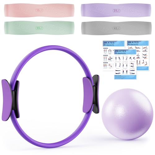 XTTANK Set Anneau Pilates avec Cercle Pilates, 4 Bandes de...