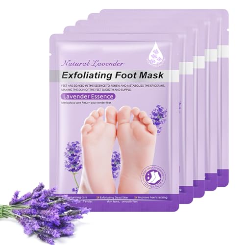 Foot Peel Mask 5 Pairs Natural Exfoliant for Calluses, Dry Skin &...