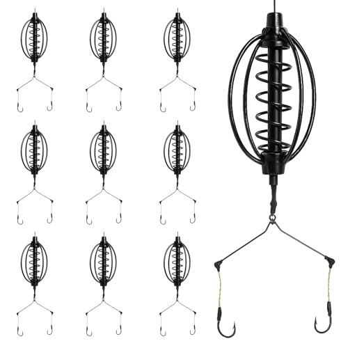 10 Pcs Spring Fishing Feeder Bait Cages with Sinker