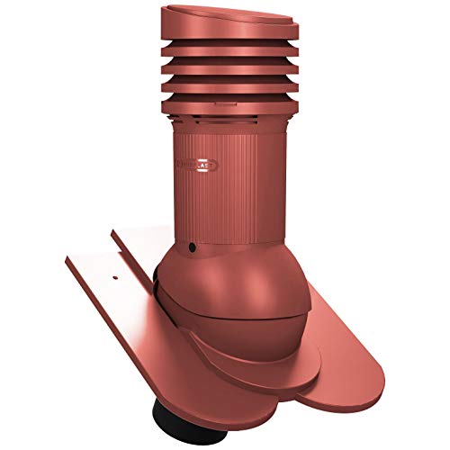 Preisvergleich Produktbild Entlüfterkamin EVO DN125 für Biberschwanzziegel in Kronendeckung Dachlüfter Entlüfter (RAL 3009 - Rot)