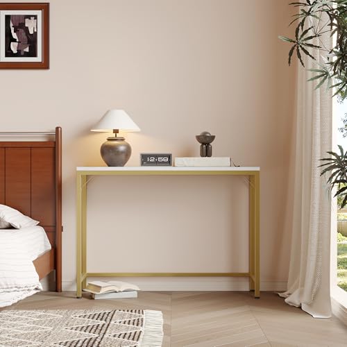 Cachpib Mesa consola estrecha para sofá, 100 x 23 x 80 cm, mesa auxiliar, pequeña mesa de exposición para pasillo, salón, dormitorio
