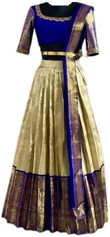 ZITON Women's Indian Traditional Kanjivaram Silk Pure Weaving Lehenga Choli Along With Dupatta And Blouse Piece, Half Saree (Unstitched)