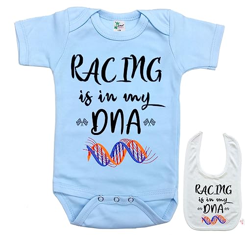 Image of Racing is in my DNA -Cute Car Racing outdoor sports Baby bodysuit onesie & bib