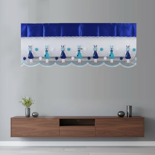 DARSHANAM WORLD Premium Work Indoor AC Dust Protection Cover Designer Summer Ac Cover for 1.5 Ton (97 X 31 X 21.5 CM ) (BLUE BUNNY)