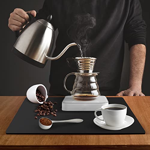 Zlr Coffee Mat - 12" X 16" Small Absorbent Kitchen Drying Mat For Dishes - Easy To Clean Coffee Bar Mat For Countertop, Coffee Maker, Espresso Machine - Black #TOP5