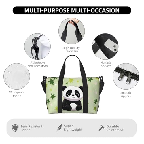 Travel Duffel Bag for Women, Large Shoulder Weekender Overnight Bag, Sport Gym Bag for Men, Carry On Tote Bags, cute panda star Luggage Bag for Travel Essentials4