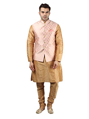 Image of Uri and MacKenzie Men's Silk Blend Kurta Pajama with Designer Ethnic Nehru Jacket /Modi Jacket