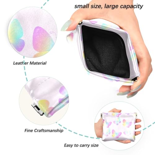 Pastel Gradient Butterflies Coin Purse Leather Pouch Change Purse, Squeeze Coin Pouch for Cards, Keys & Lipsticks, Unisex2