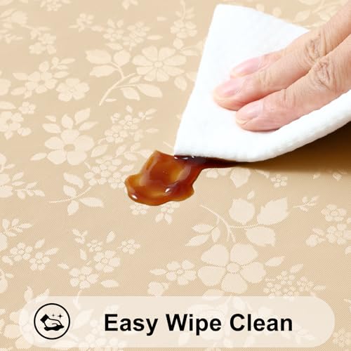 Image of Smiry Rectangle Table Cloth, Waterproof Heavy Duty Vinyl Tablecloths, Wipeable Washable Table Cover for Kitchen and Dining Room (Champagne, 60 inch X 84 inch)