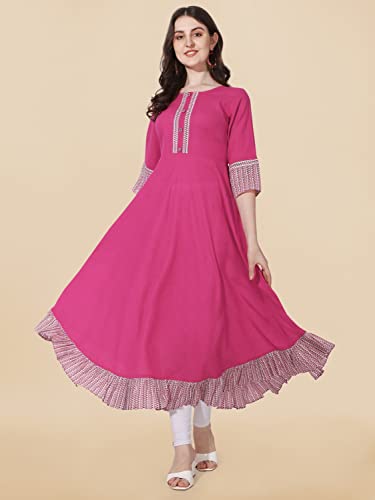 Image of MIRCHI FASHION Women's Straight Fit Rayon Sequins Embroidered and Polka Dots Printed Kurti Only