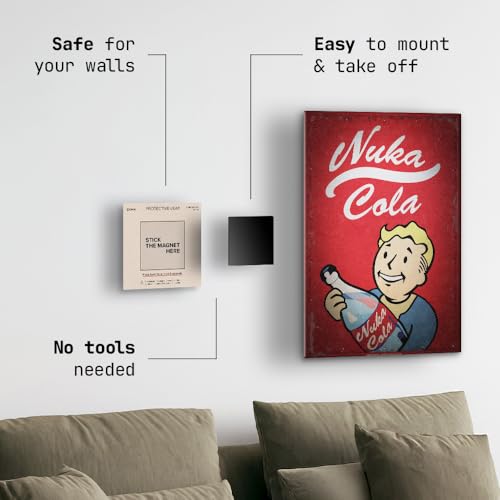 Displate Magnete für Metallposter Selbstklebend Set 9 Stück - Magnete Stark zum Kleben für Wand - Neodym Magnet Kit - Einfache Montage - Magnetische Wandkunst - Schutzblatt gratis