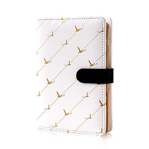 A6 Binder Journal Refillable 6 Round Ring Notebook Leather Loose Leaf Spiral Diary Agenda with Dividers Tabs , Magnetic Snap Closure