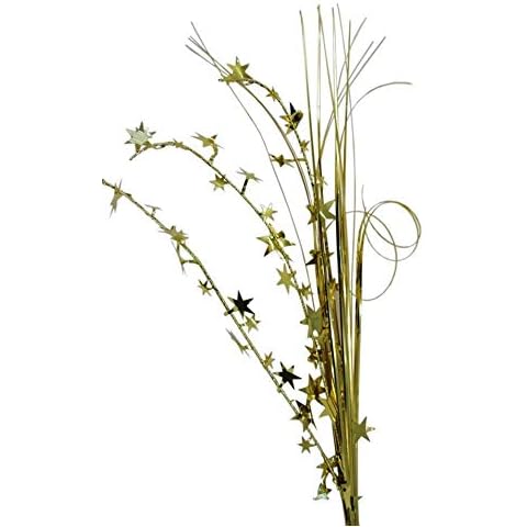 Party Favors Plus 21" Onion Grass Metallic Pick Spray Stars 12 Pcs - Gold Cover