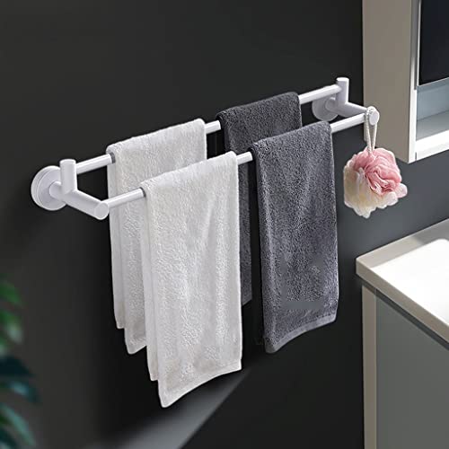 Porte-serviettes à double tige blanche à ventouse pour la salle de bains moderne - 4