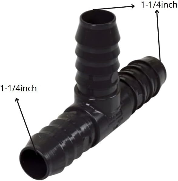 1-1/4" PVC Barbed Insert Tee Sch 40 Gray Pipe Fitting for Tubing