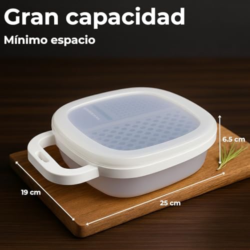 Miniatura 3 de Rallador De Cocina Con Recipiente Y Tapa. Rallador Profesional Con 3 Cuchillas Diferentes Y Depósito De Alimentos. Rallador Con Deposito Multiusos Para Queso, Verduras, Tomate, Zanahoria, Trufa A