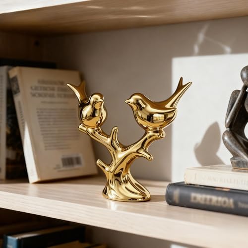 Statue d'oiseau dorée en céramique, le cadeau idéal pour pendaison de crémaillère - 7