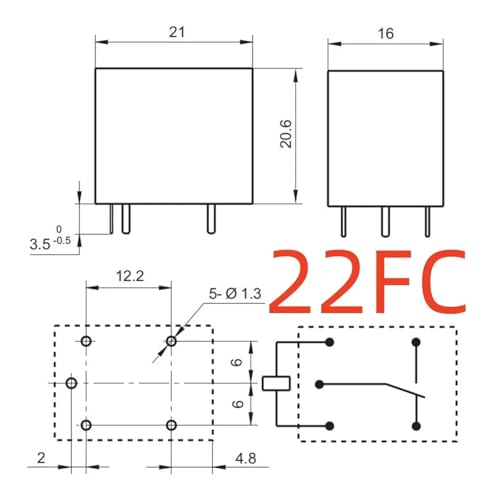 Relais JRU-S-112F 22FC-12V-15A à contacts stables et boîtier scellé