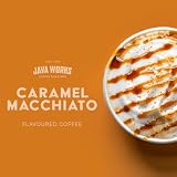Java Works Coffee - Caramel Macchiato Flavored Coffee | 12 ounces | Medium Roast | Whole Bean | No Sugar Added