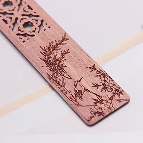 Bookmarks -ZOMOAP Wood Handmade Carving Natural Wooden Bookmark,Bookmark with Blue and White Porcelain Pendant, Gift for Teachers, Students, Men and Women - Set of 2 Bookmark .