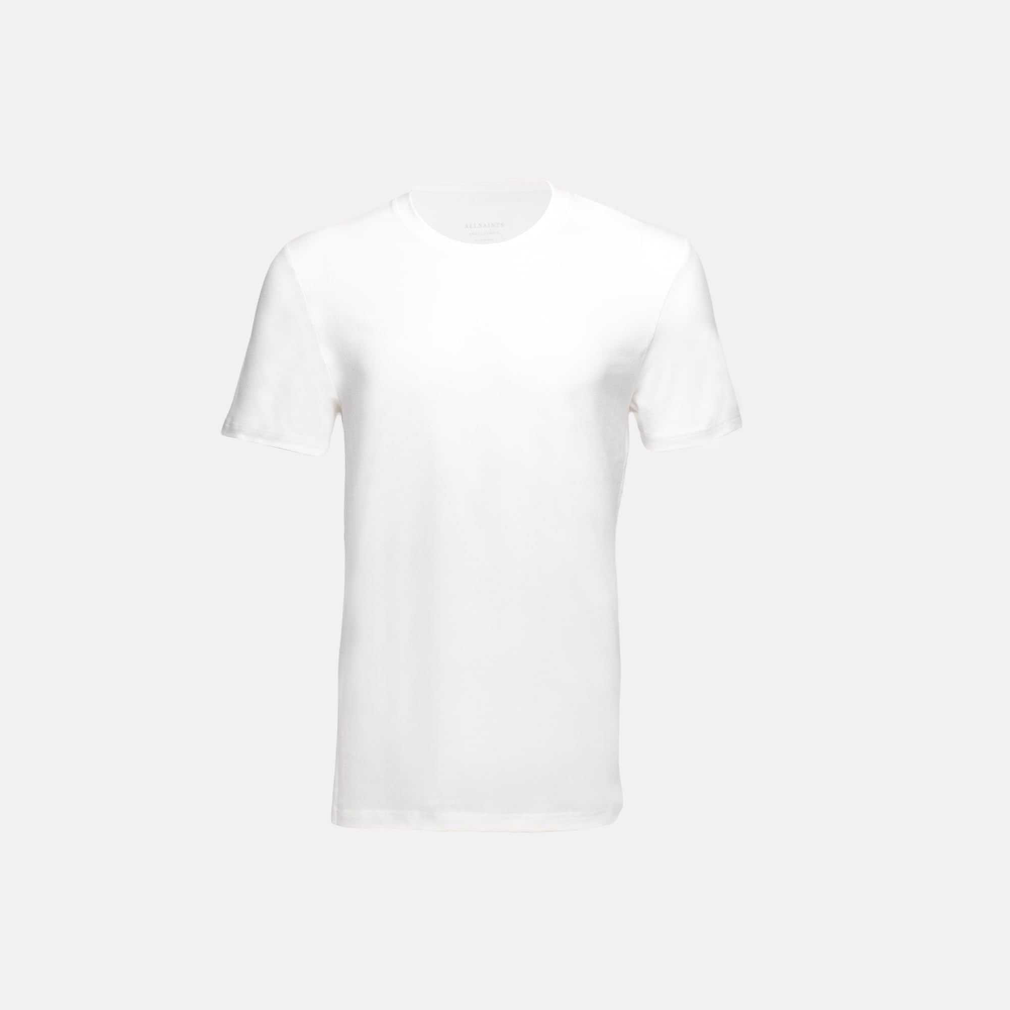 Camiseta de Cuello Redondo para Hombre Allsaints, confeccionada en algodón orgánico Suave y Transpirable. Pack de 2 Unidades en Color Blanco