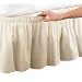 Collections Etc Wrap Around Bed Skirt, Easy Fit Elastic Dust Ruffle, Ivory, Queen/King