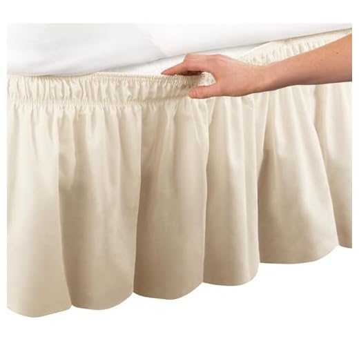 Collections Etc Wrap Around Bed Skirt, Easy Fit Elastic Dust Ruffle, Ivory, Queen/King