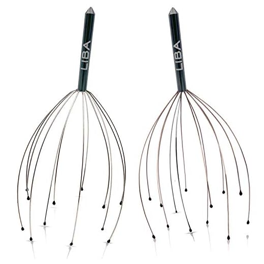 LiBa Scalp Massager Tool (2-Pack) for a Rejuvenating Head Hair Scratcher Massage No Painful Scratches, Tangling, or Hair Pulling Wires w/Gentle Rubber Beads (Black, 12 Wire)