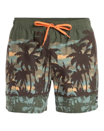 Quiksilver Everyday Straight Volley 15 Pantalones Cortos, Hoja de UVA Tropicamo, L para Hombre