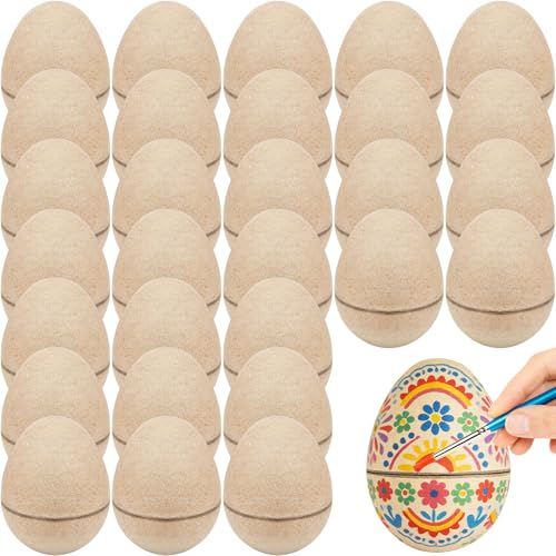 30 Pack DIY Paper Mache Easter Eggs Fillable Blank Paper Easter Eggs Paintable Egg Crafts for Easter Home Decor Activities Party