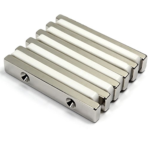 Cms Magnetics - (2 Pack) Grade N45 South Pole Neodymium Bar Magnets 1/4 X 1/2 X 3 Inches With Two #6 Countersunk Holes - Strong Industrial Strength #TOP5